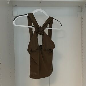 WeWoreWhat Brown Knotted Tank Top